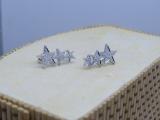 0.10 Carat (ctw) Round Diamond Ladies Star Shape Climber Stud Earrings 1/10 CT 14K White Gold