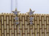 0.10 Carat (ctw) Round Diamond Ladies Star Shape Climber Stud Earrings 1/10 CT 18K Yellow Gold