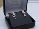 0.10 Carat (ctw) Round Diamond Ladies Star Shape Climber Stud Earrings 1/10 CT 18K Yellow Gold