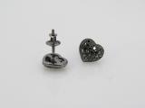 0.40 Carat (ctw) Round Black Diamond Ladies Heart Cluster Stud Earrings Black Plated 10K White Gold