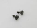 0.40 Carat (ctw) Round Black Diamond Ladies Heart Cluster Stud Earrings Black Plated 10K White Gold
