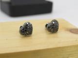 0.40 Carat (ctw) Round Black Diamond Ladies Heart Cluster Stud Earrings Black Plated 10K White Gold