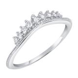 0.25 Carat (ctw) Round Diamond Ladies Gentle Curve Crown Engagement Ring 1/4 CT Sterling Silver