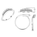 0.25 Carat (ctw) Round Diamond Ladies Gentle Curve Crown Engagement Ring 1/4 CT Sterling Silver