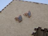 0.15 Carat (Ctw) Round White Diamond Ladies Rope Style Cushion Shaped Stud Earrings 14K Rose Gold