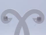 0.15 Carat (Ctw) Round White Diamond Ladies Rope Style Cushion Shaped Stud Earrings 18K White Gold