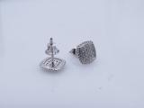 0.15 Carat (Ctw) Round White Diamond Ladies Rope Style Cushion Shaped Stud Earrings 18K White Gold