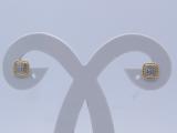 0.15 Carat (Ctw) Round White Diamond Ladies Rope Style Cushion Shaped Stud Earrings 18K Yellow Gold