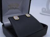 0.15 Carat (Ctw) Round White Diamond Ladies Rope Style Cushion Shaped Stud Earrings 18K Yellow Gold