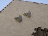 0.15 Carat (Ctw) Round White Diamond Ladies Rope Style Cushion Shaped Stud Earrings 18K Yellow Gold