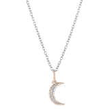 0.06 Carat (Ctw) Round White Diamond Ladies Crescent Moon Pendant 18K Rose Gold