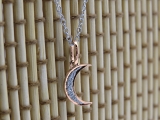 0.06 Carat (Ctw) Round White Diamond Ladies Crescent Moon Pendant 18K Rose Gold