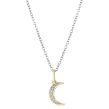 0.06 Carat (Ctw) Round White Diamond Ladies Crescent Moon Pendant 18K Yellow Gold