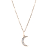 0.06 Carat (Ctw) Round White Diamond Ladies Crescent Moon Pendant 18K Rose Gold