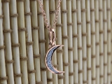 0.06 Carat (Ctw) Round White Diamond Ladies Crescent Moon Pendant 18K Rose Gold