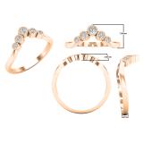 0.20 Carat (Ctw) Round White Diamond Ladies 5 Stone Anniversary Chevron Ring 1/5 CT 18K Rose Gold