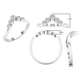 0.20 Carat (Ctw) Round White Diamond Ladies 5 Stone Anniversary Chevron Ring 1/5 CT Sterling Silver