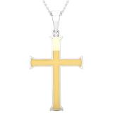 Men's Religious Cross Pendant, Two Tone Plated  925 Sterling Silver