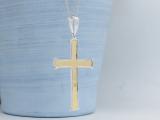 Men's Religious Cross Pendant, Two Tone Plated  925 Sterling Silver