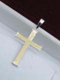 Men's Religious Cross Pendant, Two Tone Plated  925 Sterling Silver