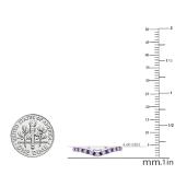 Round Amethyst & White Diamond Ladies Bridal Chevron Anniversary Wedding Band, 18K White Gold