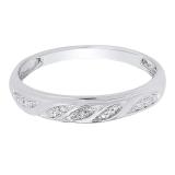 Round White Diamond Swirl Style Wedding Band for Women in 10K Rose Gold