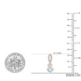 5 mm Each Round Aquamarine and Diamond Ladies Frame Awareness Ribbon Drop Earrings, 14K Rose Gold