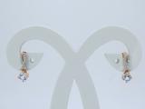 5 mm Each Round Aquamarine and Diamond Ladies Frame Awareness Ribbon Drop Earrings, 14K Rose Gold