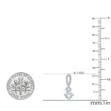5 mm Each Round Aquamarine and Diamond Ladies Frame Awareness Ribbon Drop Earrings, 14K White Gold