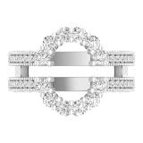 0.85 Carat (ctw) Round White Diamond Ladies Enhancer Guard Double Wedding Ring Sterling Silver