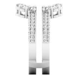 0.85 Carat (ctw) Round White Diamond Ladies Enhancer Guard Double Wedding Ring Sterling Silver