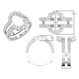0.85 Carat (ctw) Round White Diamond Ladies Enhancer Guard Double Wedding Ring Sterling Silver