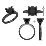 3 Carat (ctw) Round Black Diamond Ladies Solitaire Engagement Ring 3 CT Black Plated 10K White Gold