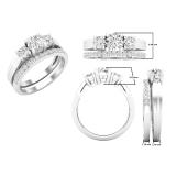1.15 Carat (ctw) Round White Diamond Ladies Bridal Three Stone Engagement Ring Set 10K White Gold