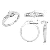 0.10 Carat (ctw) Round White Diamond Ladies Cluster Style Engagement Ring 1/10 CT Sterling Silver