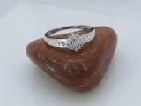 0.10 Carat (ctw) Round White Diamond Ladies Cluster Style Engagement Ring 1/10 CT Sterling Silver