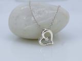 0.02 Carat (Ctw) Round White Diamond Ladies Heart Pendant (Silver Chain Included) 10K White Gold