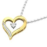 0.02 Carat (Ctw) Round White Diamond Ladies Heart Pendant (Silver Chain Included) 10K Yellow Gold