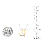0.02 Carat (Ctw) Round White Diamond Ladies Heart Pendant (Silver Chain Included) 10K Yellow Gold