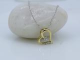 0.02 Carat (Ctw) Round White Diamond Ladies Heart Pendant (Silver Chain Included) 10K Yellow Gold