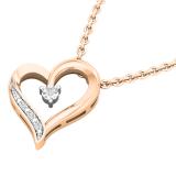 0.02 Carat (Ctw) Round White Diamond Ladies Heart Pendant (Gold Chain Included) 18K Rose Gold