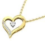 0.02 Carat (Ctw) Round White Diamond Ladies Heart Pendant (Gold Chain Included) 18K Yellow Gold