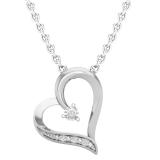 0.02 Carat (Ctw) Round White Diamond Ladies Heart Pendant (Silver Chain Included) Sterling Silver