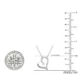 0.02 Carat (Ctw) Round White Diamond Ladies Heart Pendant (Silver Chain Included) Sterling Silver
