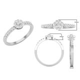 0.25 Carat (ctw) Round White Diamond Ladies Halo Style Engagement Ring 1/4 CT Sterling Silver
