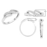 0.30 Carat (ctw) Round White Diamond Ladies Swirl Crossover Right Hand Ring 1/3 CT Sterling Silver