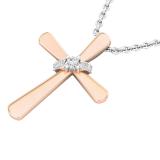0.10 Carat (Ctw) Round White Diamond Ladies Cross Pendant 1/10 CT 10K Rose Gold