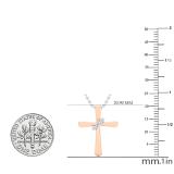 0.10 Carat (Ctw) Round White Diamond Ladies Cross Pendant 1/10 CT 10K Rose Gold