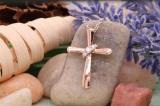 0.10 Carat (Ctw) Round White Diamond Ladies Cross Pendant 1/10 CT 10K Rose Gold