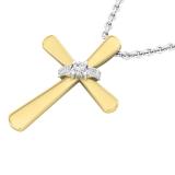 0.10 Carat (Ctw) Round White Diamond Ladies Cross Pendant 1/10 CT 18K Yellow Gold